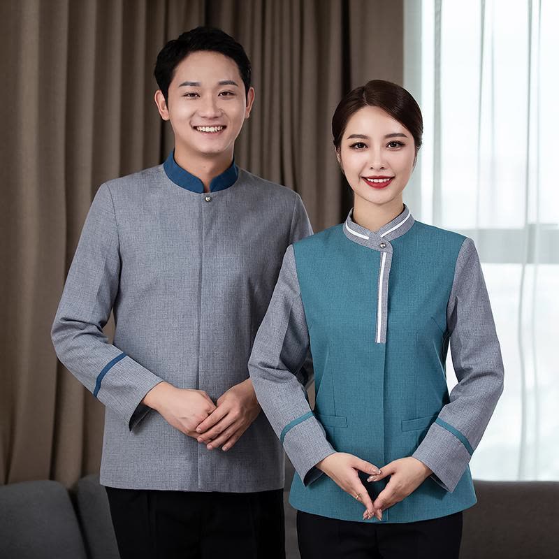 天鸣 新中式长袖立领5024#工作服 保洁服 可定制 L-5XL 件图片