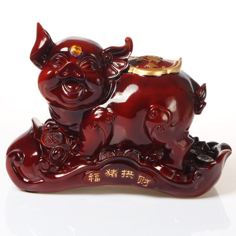 超大号金猪存钱罐仿红木猪储钱罐家用储蓄罐创意生肖摆件儿童 三维工匠 电镀玫瑰金猪-可存可取高清大图