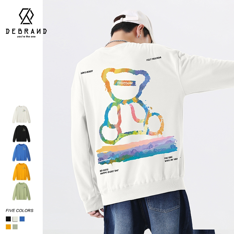 DEBRAND卫衣男春季2022新款韩版潮流宽松长袖t恤上衣圆领百搭外套