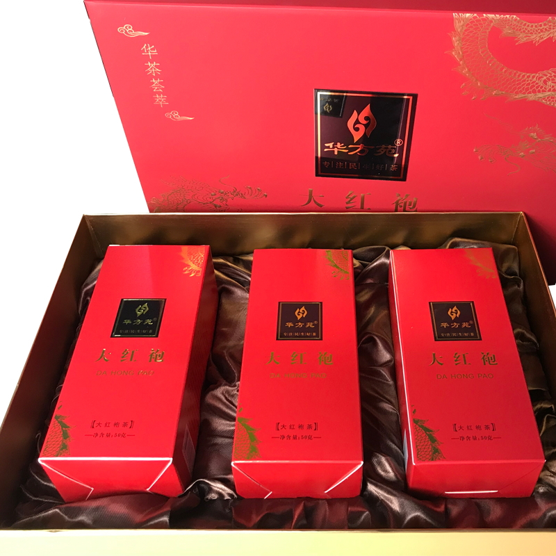 深圳华方苑茗茶直销双龙系列大红袍茶150g礼品大礼盒