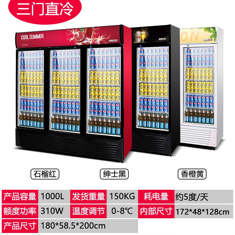 飞天鼠(FTIANSHU) 展示柜饮料柜商用冰柜超市冰箱冷藏柜保鲜柜三门直冷下机组