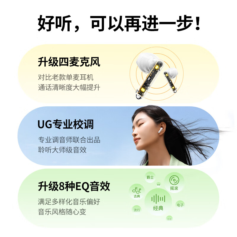 绿联半入耳式HiTune H5真无线 5.3蓝牙耳机 WS201/15612 (货期3-6天)高清大图