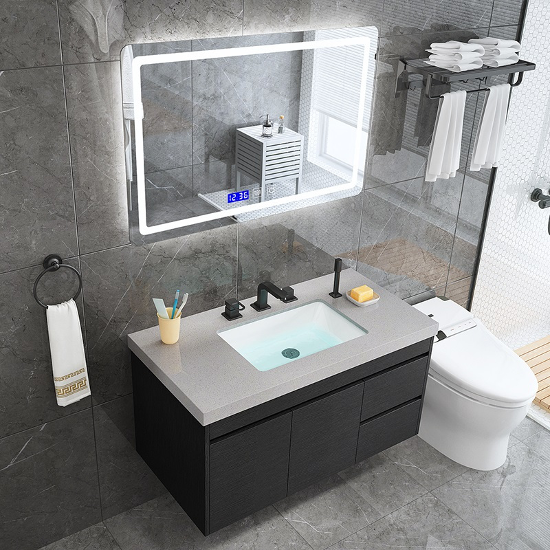 克丽74菲儿北欧智能浴室柜组合定制大理石台下盆卫生间现代简约挂墙