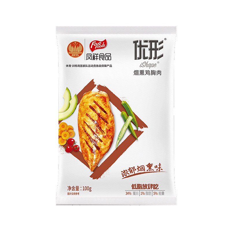 【苏宁生鲜】凤祥食品（Fovo Foods）优形烟熏鸡胸肉（浓郁烟熏味）100g 国产速冻禽肉 （袋装）