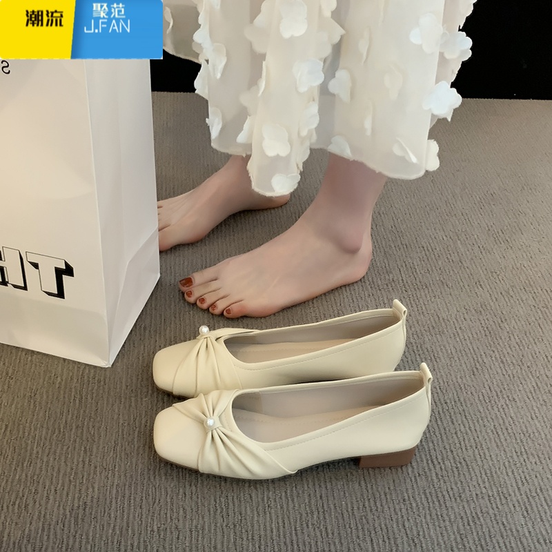 聚范法式低跟玛丽珍晚晚温柔奶奶鞋女2024新款平底百搭配裙子妈妈瓢鞋高清大图