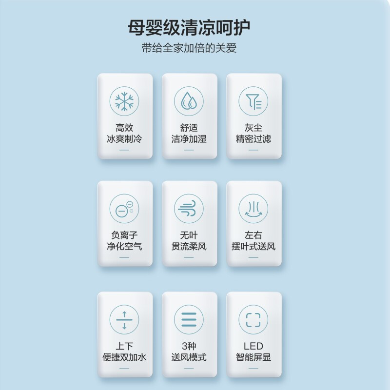 海尔(Haier)HFZ-Y8623A空调扇冷风机家用制冷风扇小型水空调卧室宿舍移动电风扇[过滤+加湿+负离子净化]