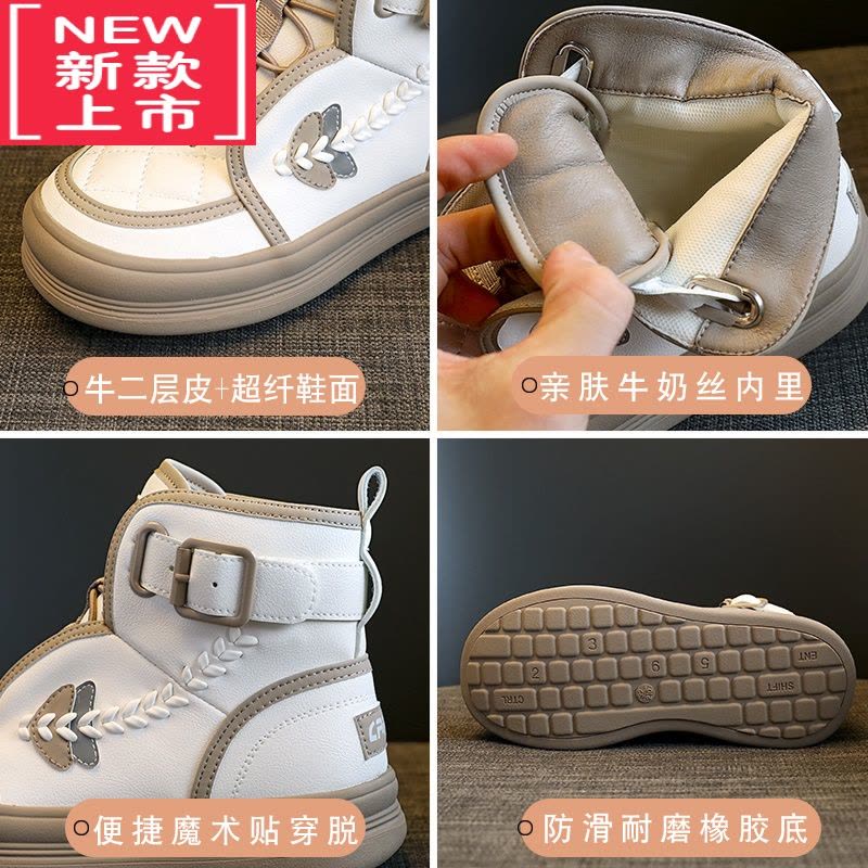 可莉允女童短靴2022年秋冬新款儿童靴子马丁靴二棉加绒中大童女童鞋冬季图片