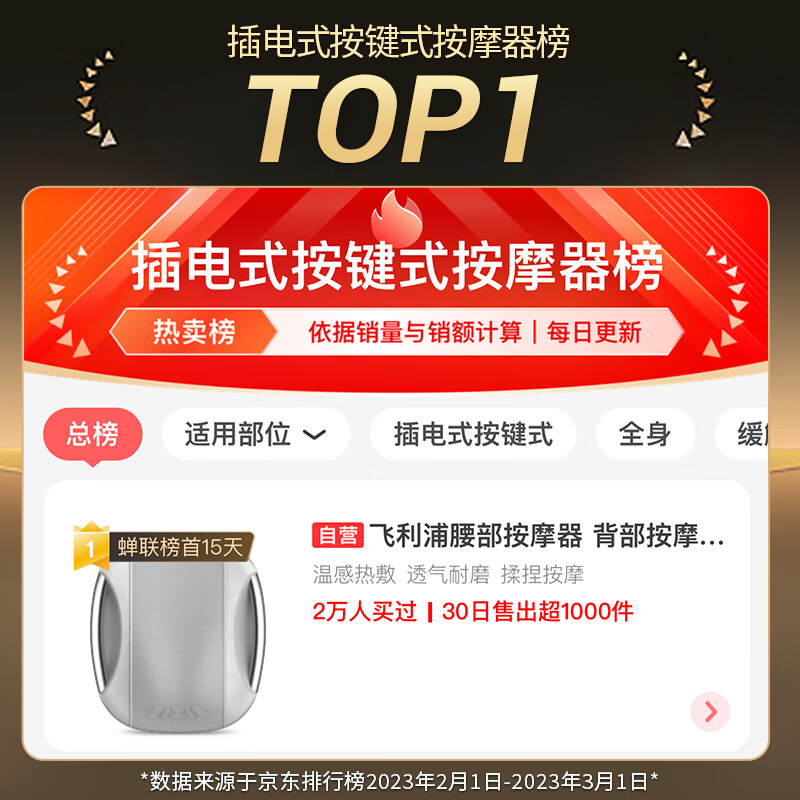 飞利浦背部按摩器PPM5101B灰色_