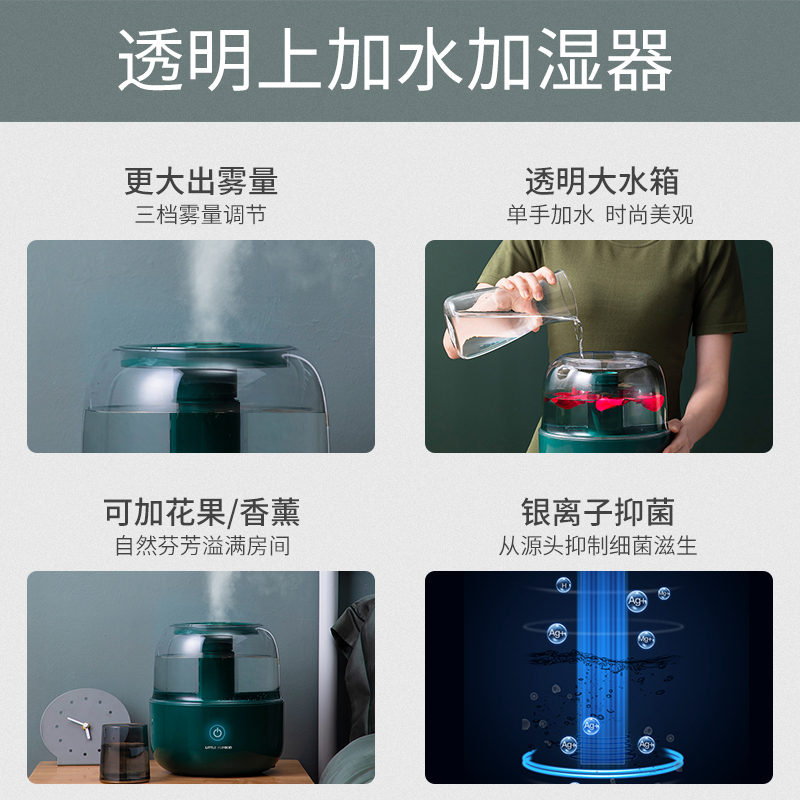 小南瓜加湿器JSQ-2260多重进化款上加水家用卧室大雾量孕妇婴儿小型空气净化器香薰喷雾 多重净化款