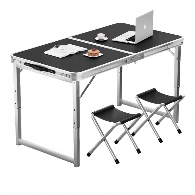 悦兴诚折叠桌 100cm黑色+2布凳 组