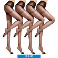 浪莎黑丝袜女薄款黑色防勾丝夏天菠萝肉色光腿神器超薄春秋连裤袜 均码 黑色6双