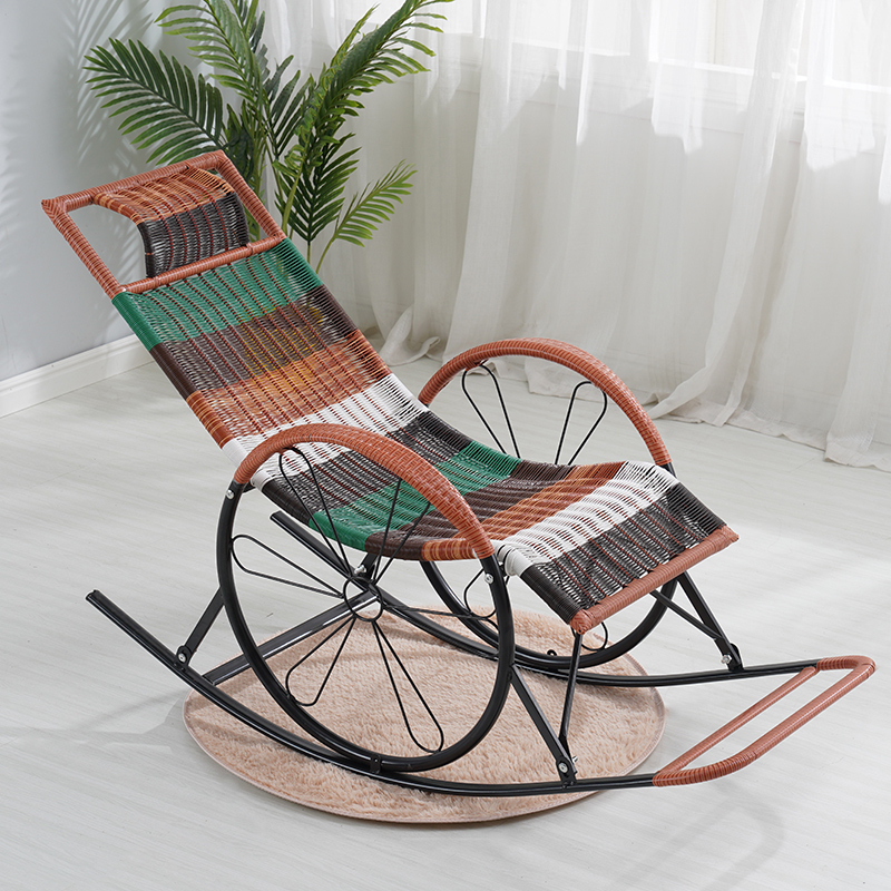 摇椅躺椅大人摇摇椅家用阳台休闲椅午睡懒人滕椅藤编定制五彩轮送地毯