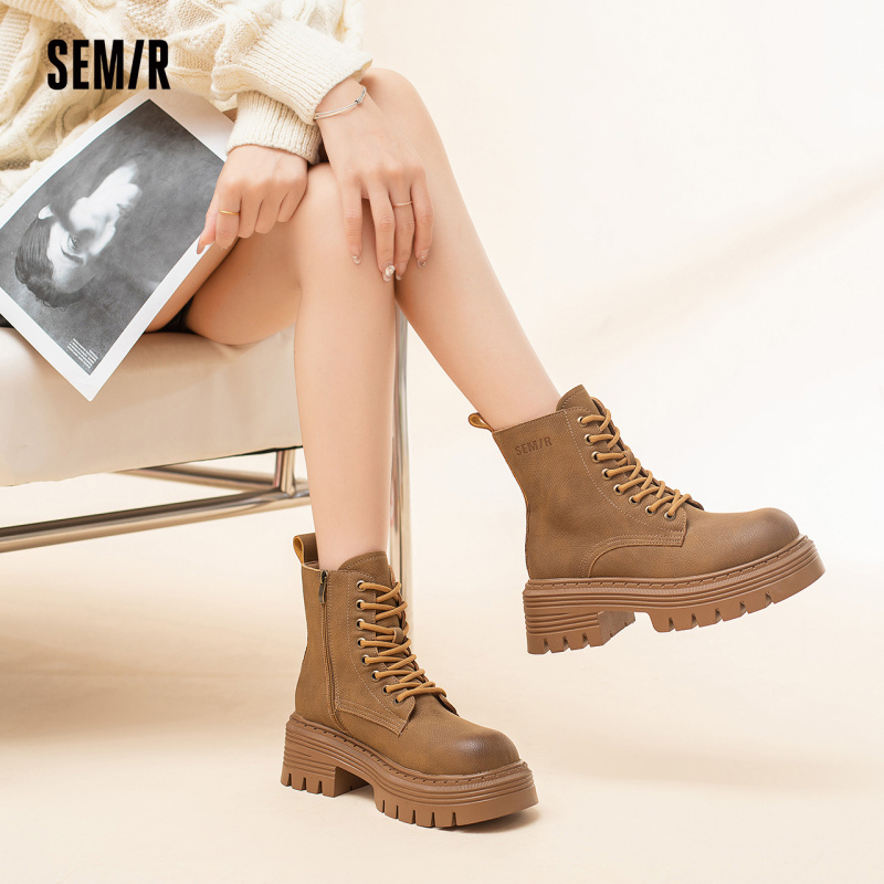 semir短筒马丁靴女秋季2023新款女鞋时尚短靴子厚底踢不烂大黄靴