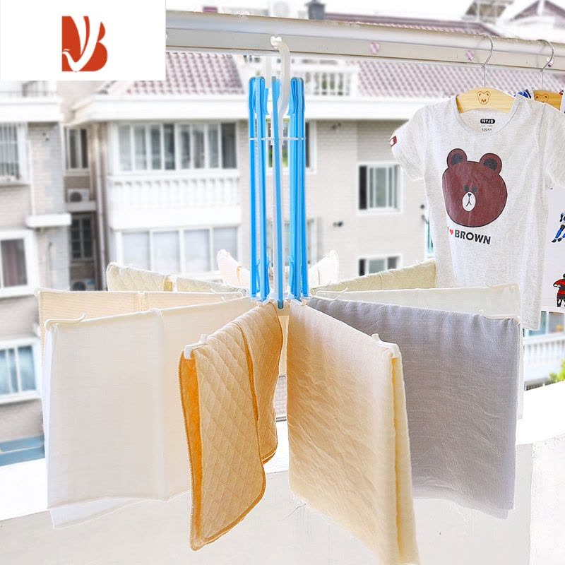 三维工匠晾衣服的架子尿布架防风阳台可折叠新生儿宝宝婴儿尿布凉衣架晒架图片