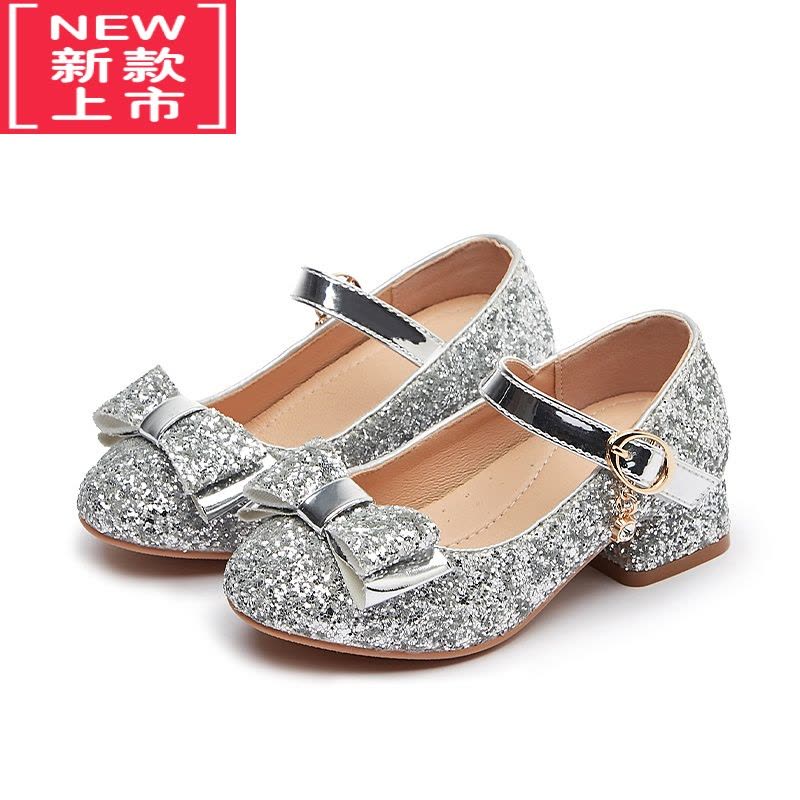 可莉允儿童高跟鞋女童公主鞋皮鞋礼服鞋演出鞋小孩水晶鞋小女孩2022新款运动休闲鞋图片