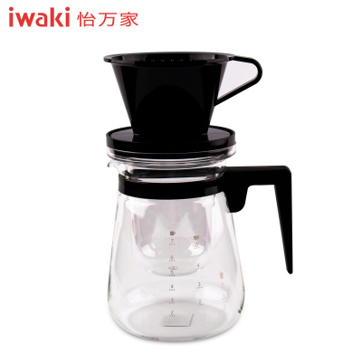 [百年品牌,精致生活,高端耐热玻璃咖啡壶]KT8966CSBK怡万家冷热两用滴漏式咖啡壶