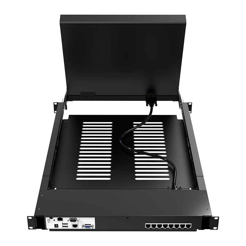 迈拓维矩MT-1708MS-IP 带17寸LED屏远程IP控制数字网口KVM切换器主机8进1出网线延长100米高清大图