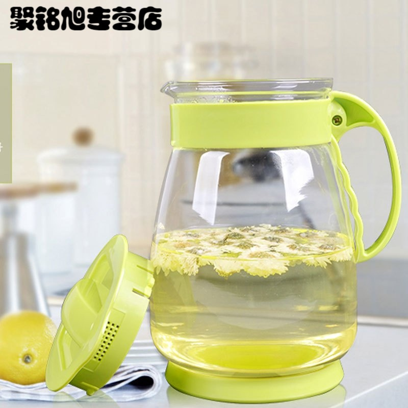 1.5l容量夏季玻璃茶壶家用耐高温凉水壶大容量冷水壶耐热防爆凉水杯大容量豆浆果汁花茶壶生活日用水具水壶