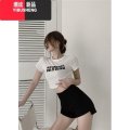 YIBUSHENG百搭紧身弹力休闲裤女季薄款热裤a字短裤黑色高腰显瘦包臀裤瘦 L优质版/现货 前短后长11017#
