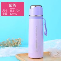 钢盖316不锈钢保温杯学生男女儿童子弹头直饮便携水杯子500ML 升级316不锈钢500ML紫色
