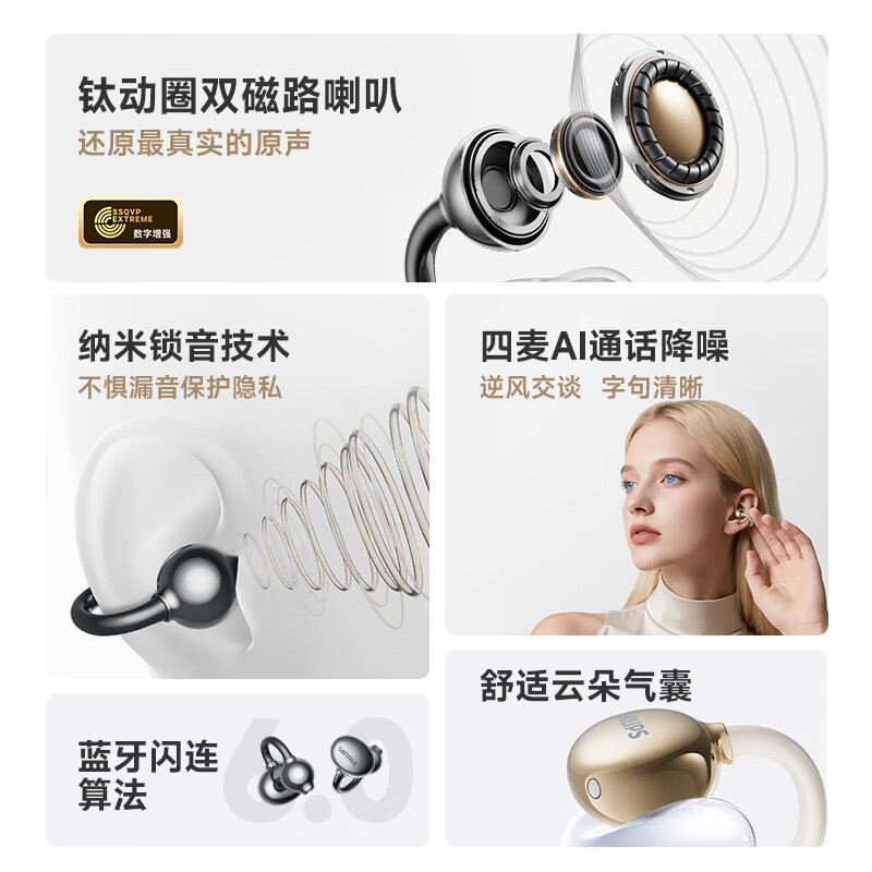 飞利浦 耳夹式蓝牙耳机 TAT3469高清大图