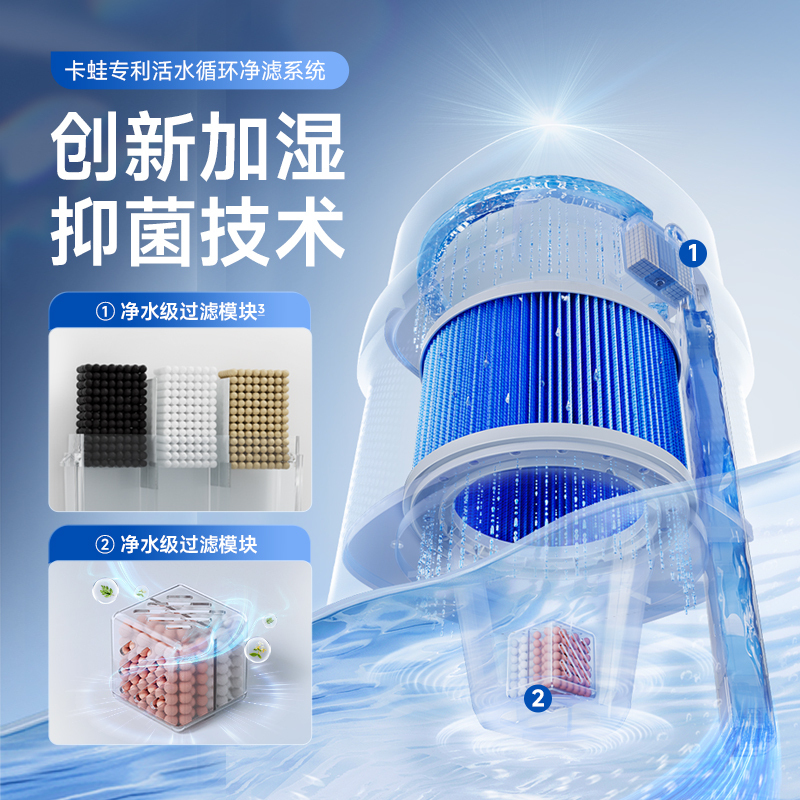 卡蛙无雾加湿器家用孕妇婴儿卧室轻音空调房空气加湿抗菌KW-JSQ25高清大图