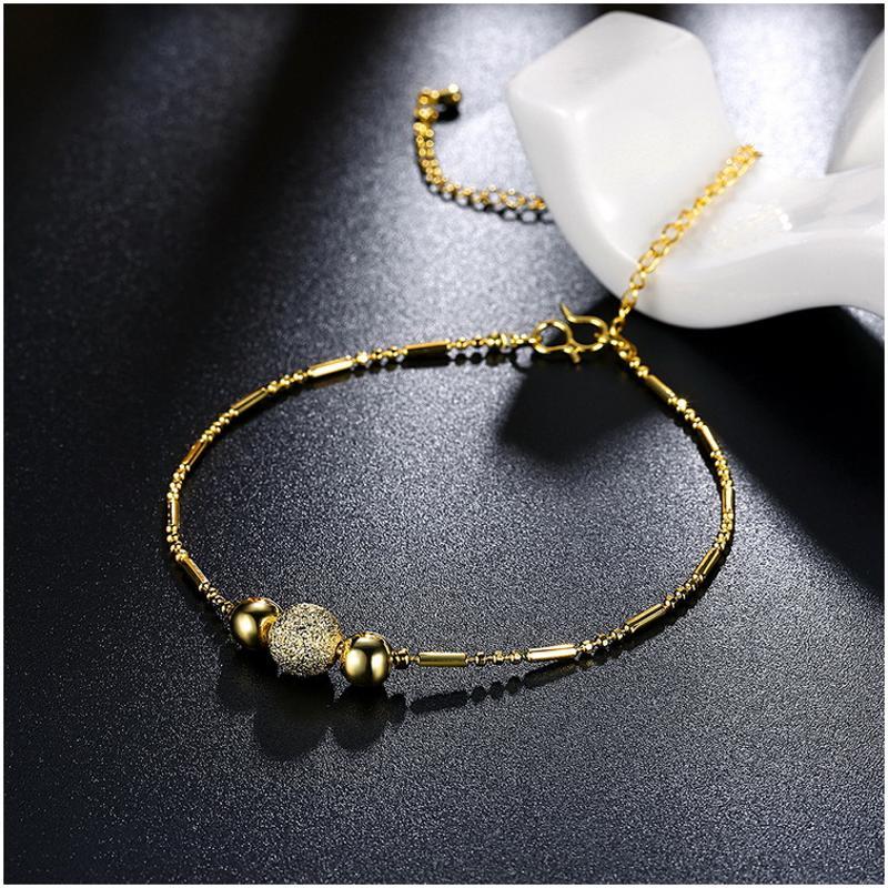 A045-A Women 18K yellow gold anklet jewelry 镀黄金色女脚链潮