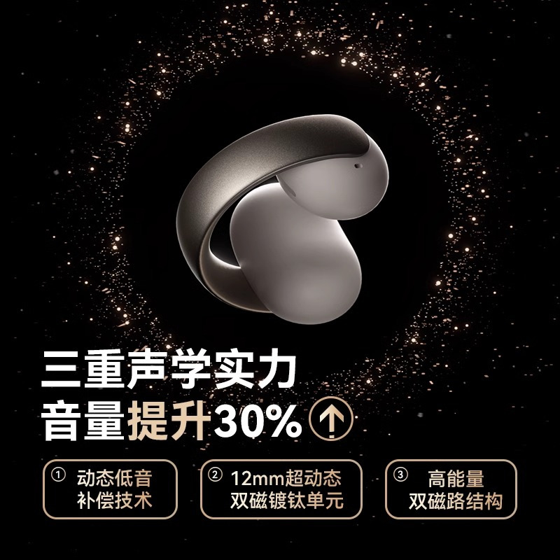 声阔(SoundCore)[旗舰新品]AeroClip耳夹式蓝牙耳机开放式耳挂跑步运动通话降噪适用华为小米苹果手机白色