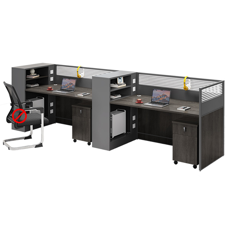 芙瑞塔职员桌 并排双人位+柜张高清大图