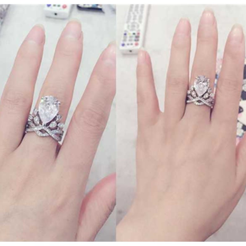 银戒指女钻戒指明星angelababy同款戒指潮人夸张开口婚戒