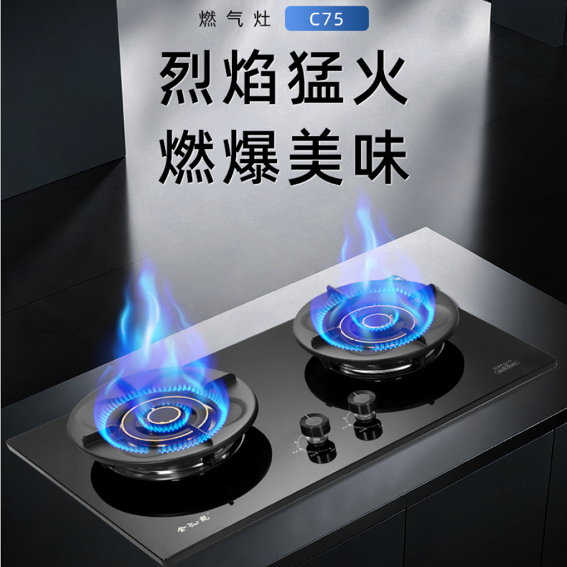 金龍燃气灶JZT-JL-C75不锈钢面板全铜火盖经久耐用聚能炉架高清大图
