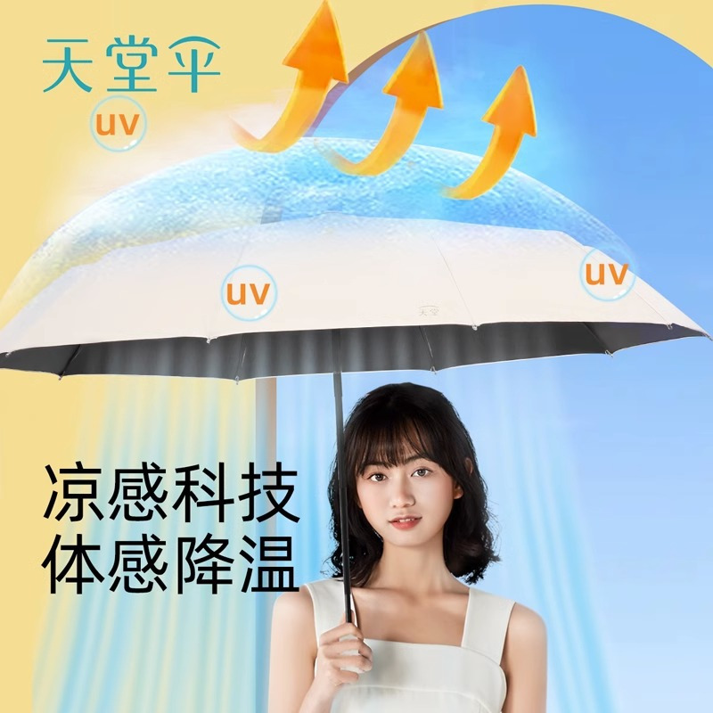天堂伞31171E风雅三折自开收晴雨伞蓝色高清大图
