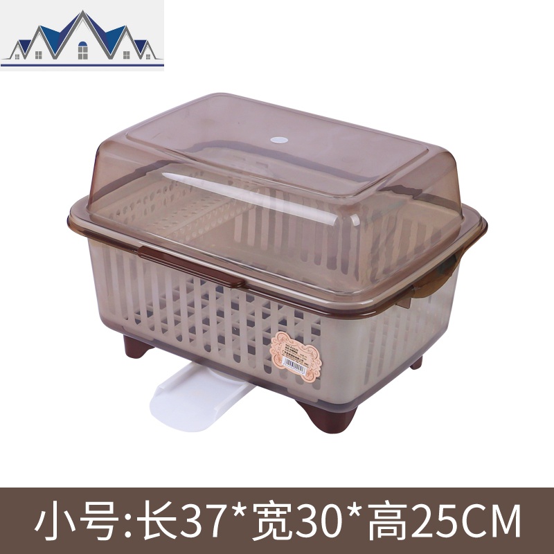 特大号碗柜厨房带盖沥水篮塑料碗碟架双层碗盆碗筷收纳碗架放碗盆 三维工匠收纳层架高清大图