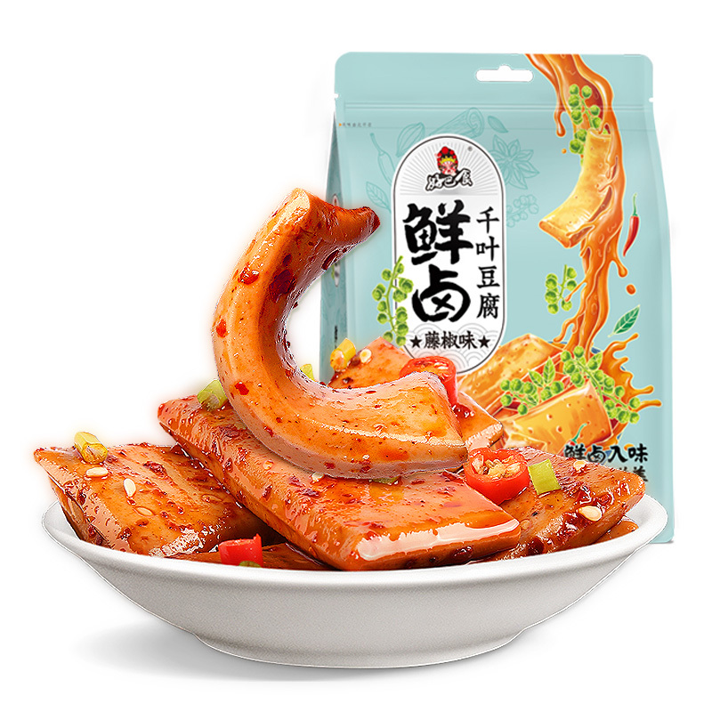 好巴食 鲜卤千叶豆腐藤椒味125g*4手撕素牛排休闲零食独立小包装