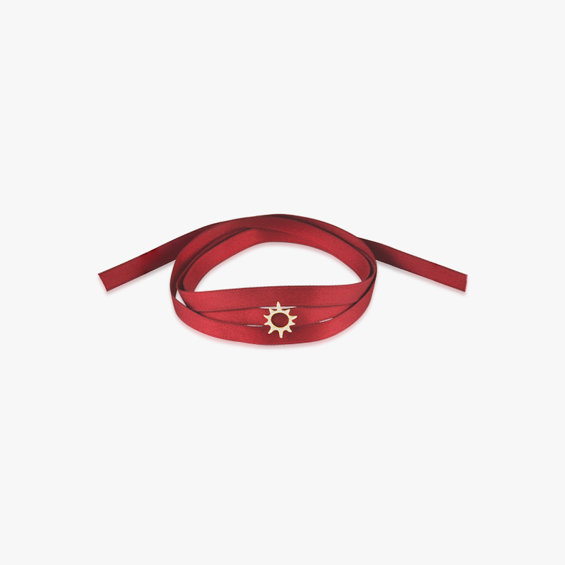 Little Joys 925银镀金小太阳吊坠丝带choker