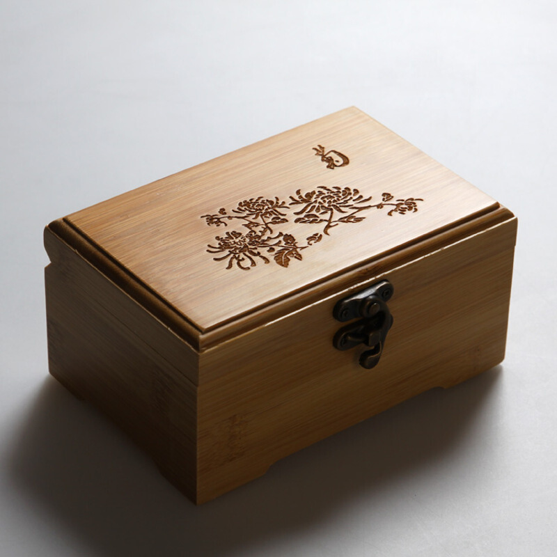 首饰盒 带锁扣 收藏收纳储物针线盒子 创意礼品 复古木质纪念品 珍贵物品储物盒子带锁（客户）
