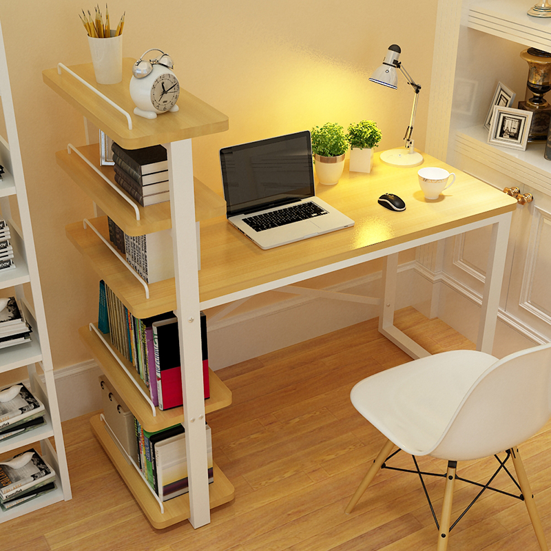 三能 办公家具简约现代电脑桌台式家用简约书柜书桌一体书架组合写字台其他办公桌子高清大图