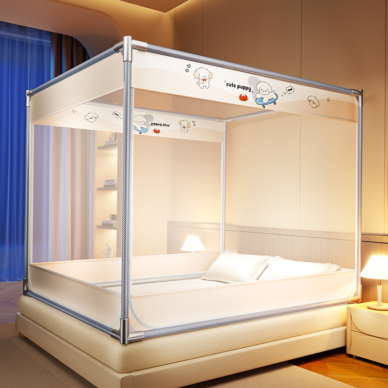 悠梦嘉居 YW-14806 轻奢绗绣碳素钢防摔蚊帐 180*200*170cm高清大图
