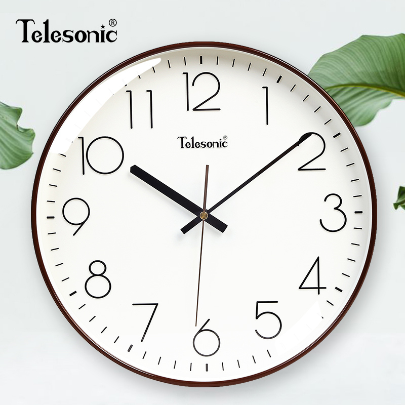 天王星( Telesonic)现代简约钟表家用客厅挂钟时尚北欧艺术轻奢装饰时钟大气个性创意卧室石英钟