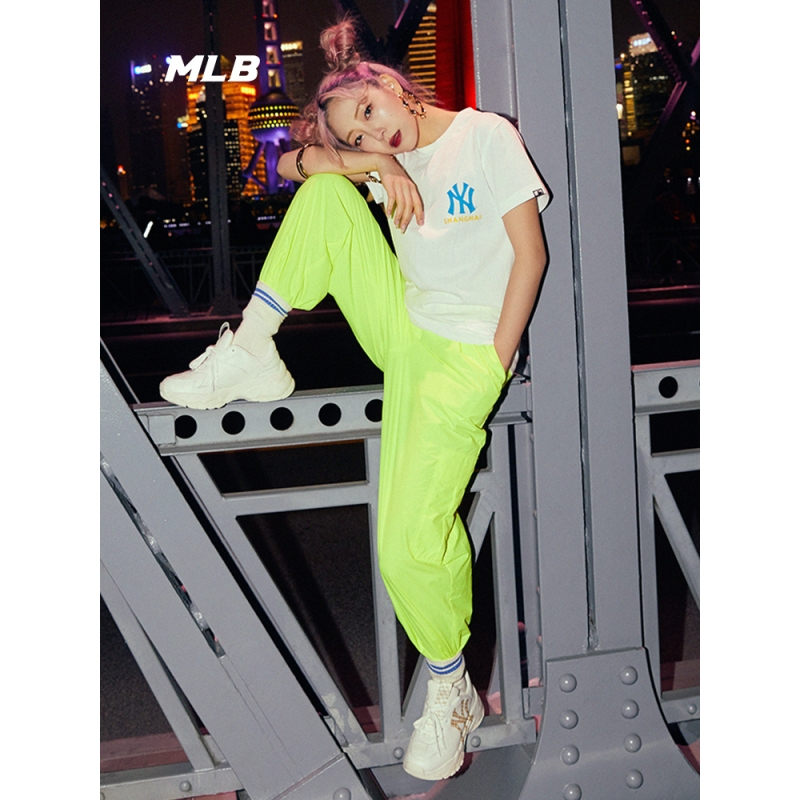 mlb官方 男女老爹鞋复古老花厚底增高小白鞋运动明星同款秋季