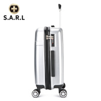 S.A.R.L瑞士拉杆箱 可放15.6英寸 手提电脑包拉链静音万向轮旅行箱 男女密码锁箱PC+ABS 银色28寸