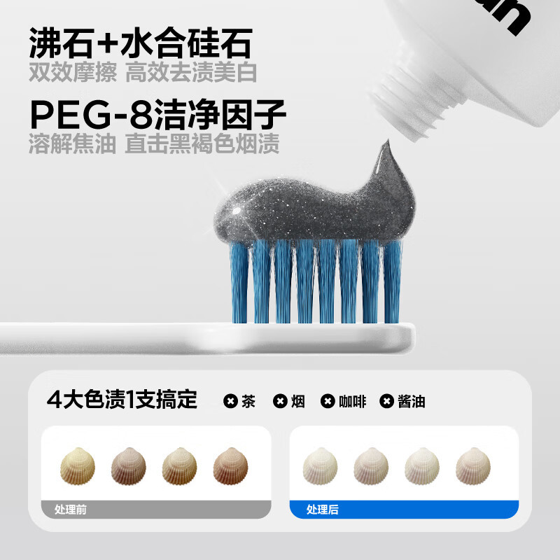 参半沸石净齿牙膏-清新苍兰 亮白去黄牙烟渍益生菌口腔去牙黄渍成人清新口气!高清大图