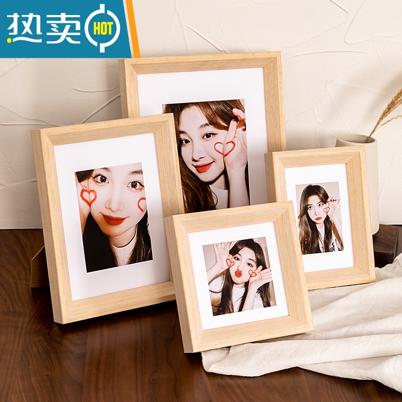敬平简约实木相框摆台6寸7寸8寸挂墙框架可定制打印洗照片做成相框墙 黑色 4开[挂墙]38*53高清大图