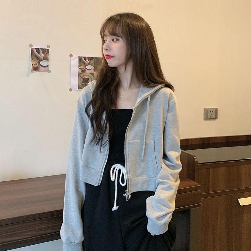 春秋季学院风洋气短款百搭外套女潮ins宽松学生长袖连帽卫衣上衣