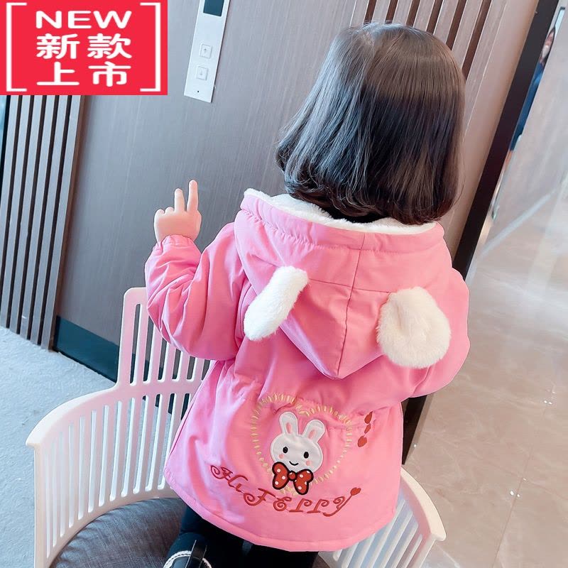 可莉允女童加绒外套秋冬新款加厚中长款棉衣女宝宝冬季棉服派克服小童潮图片