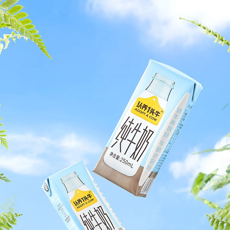认养一头牛 全脂纯牛奶250ml*12盒*2提高清大图