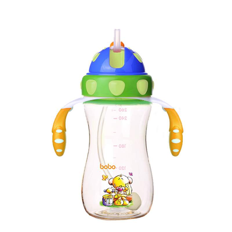 乐儿宝(bobo)PPSU一瓶两用学饮杯(260ml) 绿色(适用6个月以上)水杯水壶