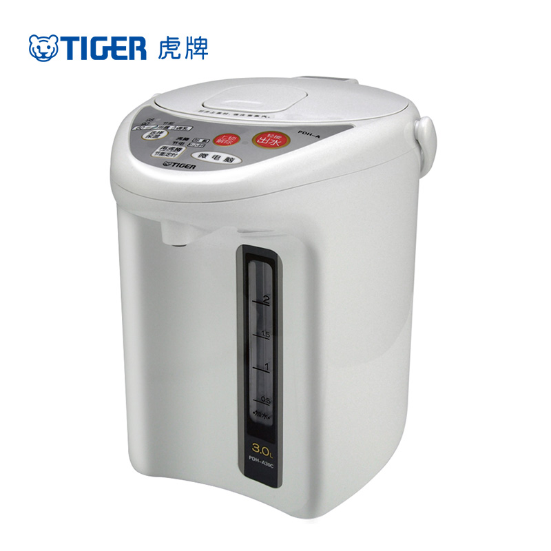 虎牌(tiger)电热水瓶PDH-A30C 白色 3L微电脑电热水壶 三段保温热水壶 自动去氯节能 节能定时保温水瓶高清大图