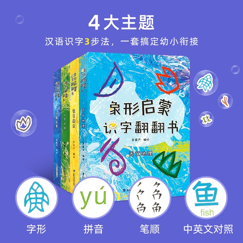 象形启蒙识字翻翻书4册 [正版]象形启蒙识字翻翻书 宝宝翻翻书 幼儿启蒙早教识字书 全套4册高清大图