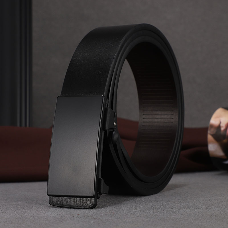 皮带男无牙自动扣真皮简约腰带男士中青年商务休闲新款牛皮带3759Z高清大图